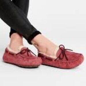 UGG Red Suede Slip-Ons with Cozy Lining Women Size 10